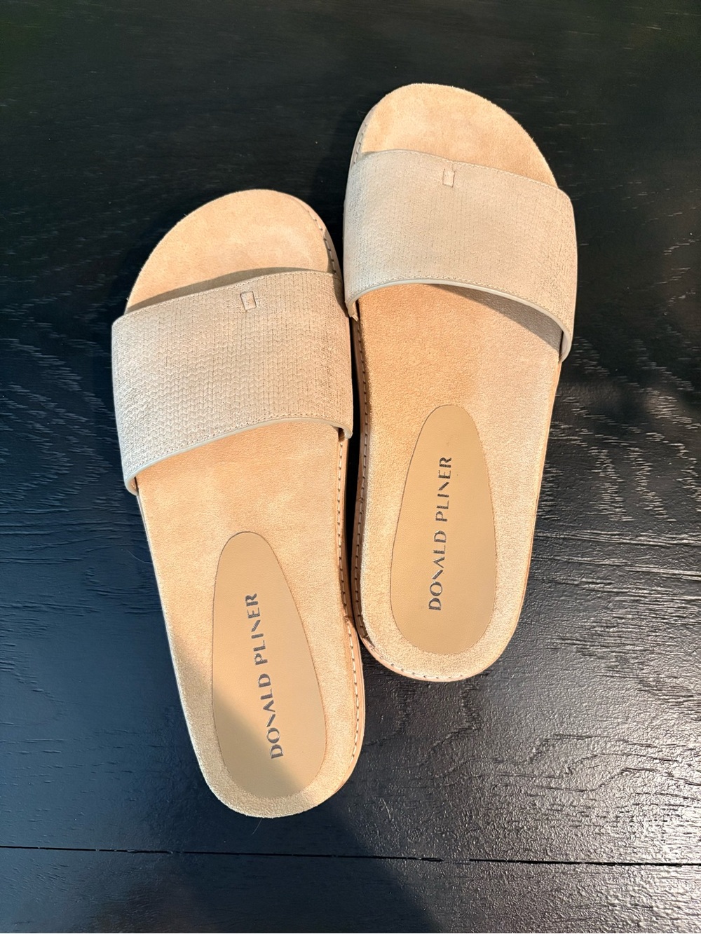 Donald J. Pliner Neutral Tan Suede Slide Sandals